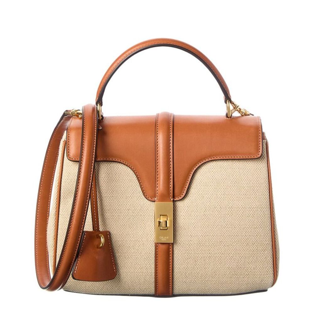 Celine 16 Small Canvas & Leather Shoulder Bag